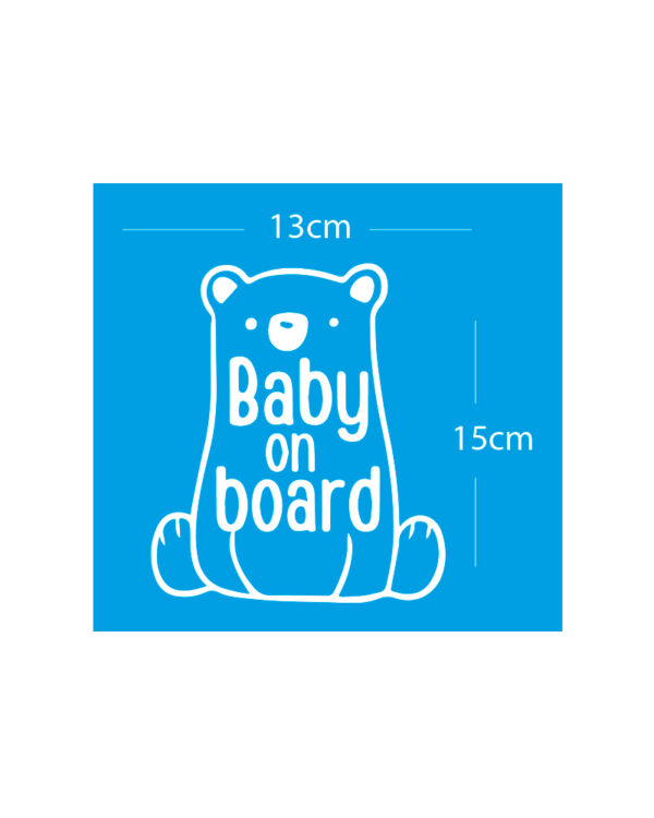 Σήμα Baby on Board με Αυτοκόλλητο Baby Bear  Λευκό - Image 2
