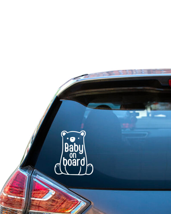 Σήμα Baby on Board με Αυτοκόλλητο Baby Bear  Λευκό - Image 1