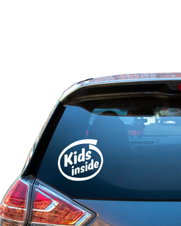 Σήμα Baby on Board με Αυτοκόλλητο Kids Inside Λευκό - Image 1