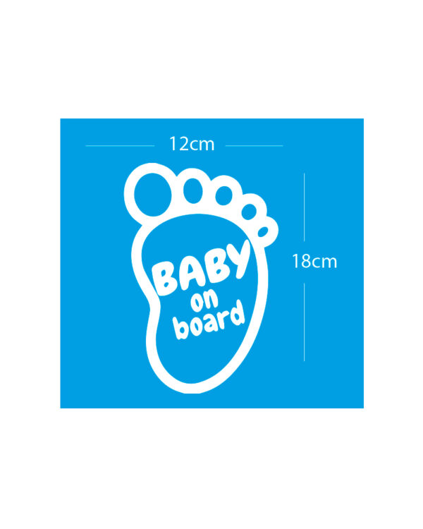 Σήμα Baby on Board με Αυτοκόλλητο Πατουσάκι Λευκό - Image 2