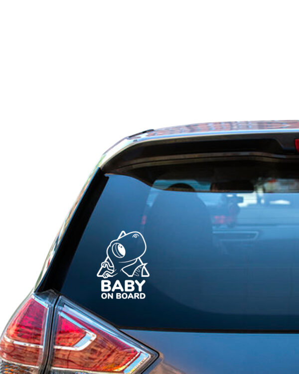 Σήμα Baby on Board με Αυτοκόλλητο Dino Λευκό - Image 1
