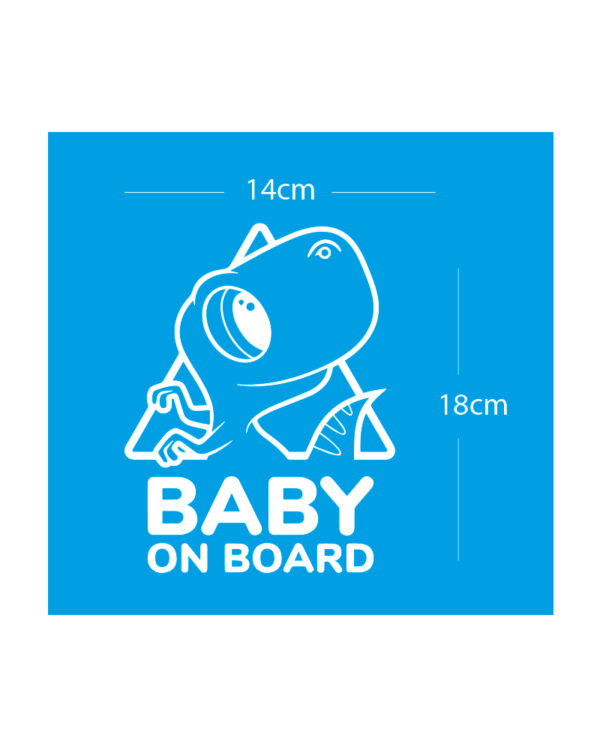 Σήμα Baby on Board με Αυτοκόλλητο Dino Λευκό - Image 2
