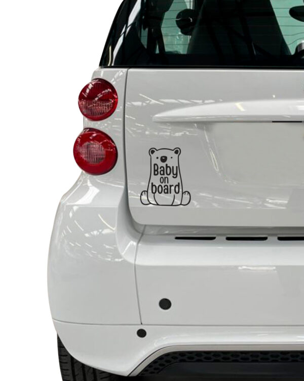 Σήμα Baby on Board με Αυτοκόλλητο Baby Bear Μαύρο - Image 1