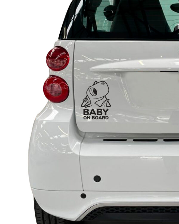 Σήμα Baby on Board με Αυτοκόλλητο Dino Μαύρο - Image 1