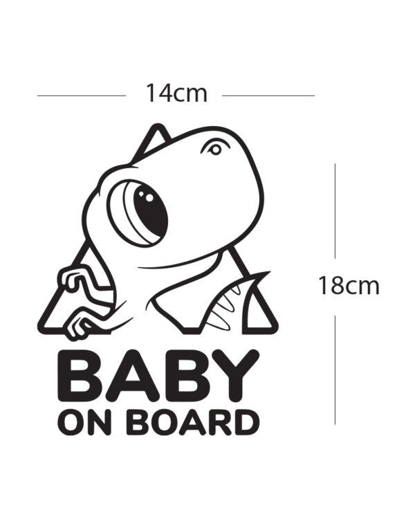 Σήμα Baby on Board με Αυτοκόλλητο Dino Μαύρο - Image 2