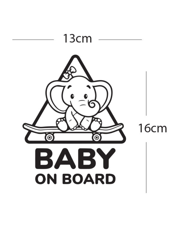 Σήμα Baby on Board με Αυτοκόλλητο Ελεφαντάκι Μαύρο - Image 2