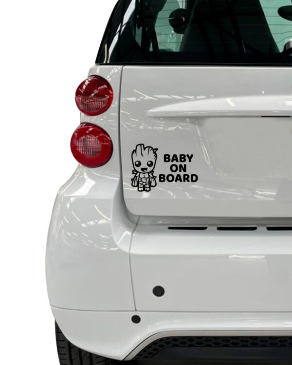 Σήμα Baby on Board με Αυτοκόλλητο Groot Μαύρο - Image 1