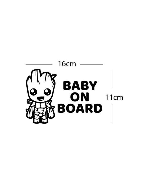 Σήμα Baby on Board με Αυτοκόλλητο Groot Μαύρο - Image 2