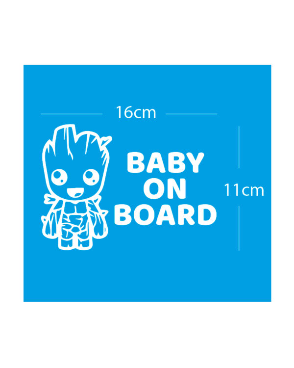 Σήμα Baby on Board με Αυτοκόλλητο Groot Λευκό - Image 2