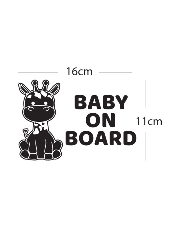 Σήμα Baby on Board με Αυτοκόλλητο Καμηλοπάρδαλη Μαύρο - Image 2