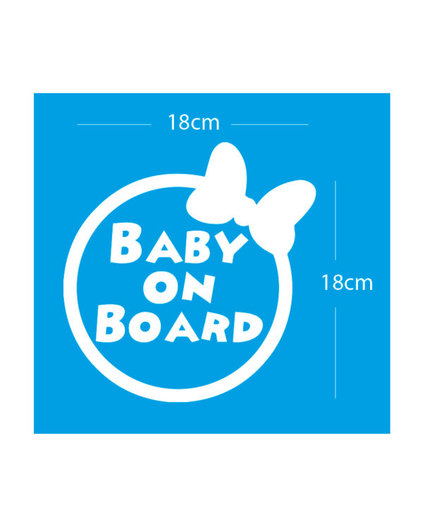 Σήμα Baby on Board με Αυτοκόλλητο Minie Bow Λευκό - Image 2