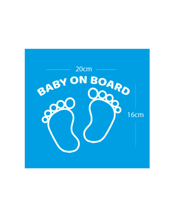 Σήμα Baby on Board με Αυτοκόλλητο Πατουσάκια Λευκό - Image 2