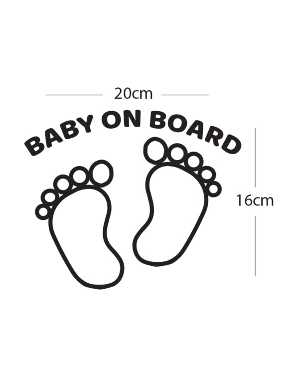 Σήμα Baby on Board με Αυτοκόλλητο Πατουσάκια Μαύρο - Image 2