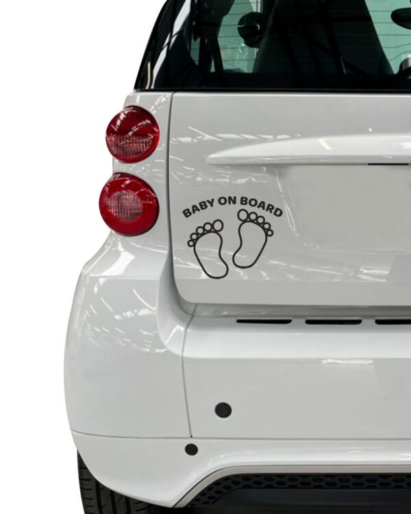Σήμα Baby on Board με Αυτοκόλλητο Πατουσάκια Μαύρο - Image 1