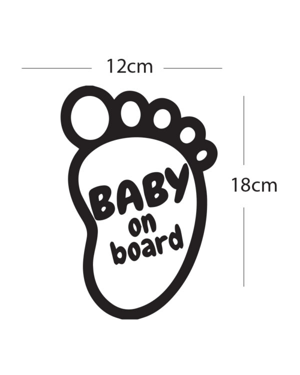 Σήμα Baby on Board με Αυτοκόλλητο Πατουσάκι Μαύρο - Image 2