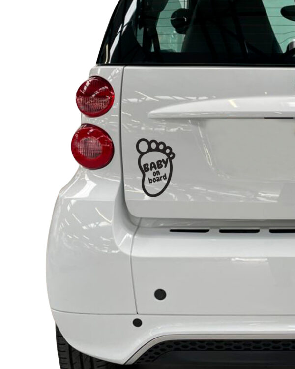 Σήμα Baby on Board με Αυτοκόλλητο Πατουσάκι Μαύρο - Image 1