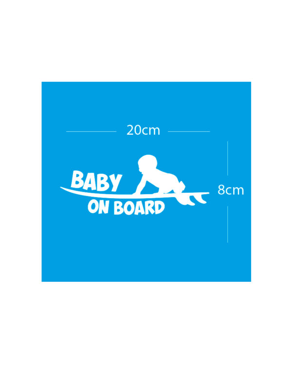 Σήμα Baby on Board με Αυτοκόλλητο Surfer Λευκό - Image 2