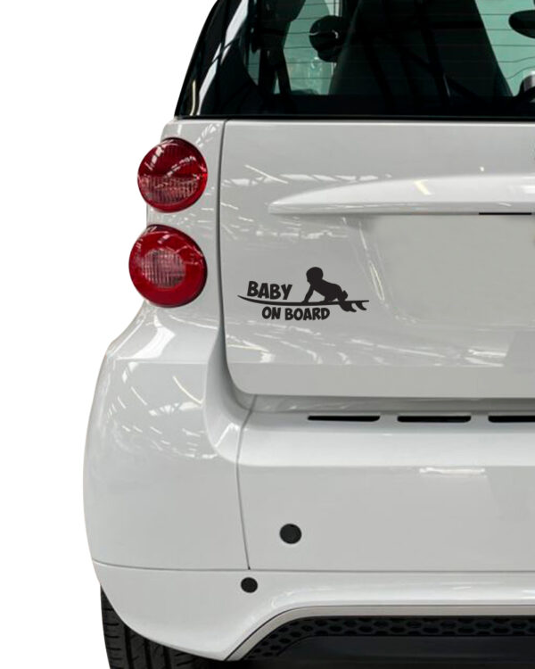 Σήμα Baby on Board με Αυτοκόλλητο Surfer Μαύρο - Image 1