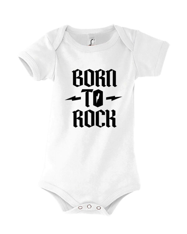 Printitup Φορμάκι μωρουδιακό κοντομάνικο Born to Be Rock Λευκό - Image 1
