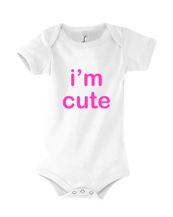 Printitup Φορμάκι μωρουδιακό κοντομάνικο i am cute Λευκό - Image 1